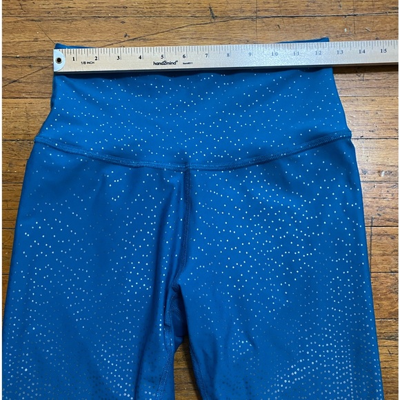 Beyond Yoga Alloy Ombre Leggings Women's Size L High Waisted Teal Gold Sparkle - Picture 7 of 9